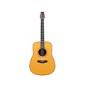 Wooden guitar, traditional string musical instrument. Music on acoustic guitar.