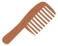 Wooden hair comb. Cartoon wide tooth brush icon