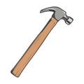 Wooden hammer isolated on a white background. Color line art. Modern design