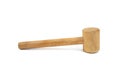 Wooden hammer isolated on white background, soft focus close up Royalty Free Stock Photo
