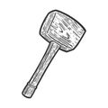 wooden hammer mallet sketch raster illustration