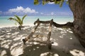 Wooden hammock at exotic beach