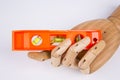 Wooden Hand and Building tool level Royalty Free Stock Photo