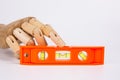 Wooden Hand and Building tool level Royalty Free Stock Photo