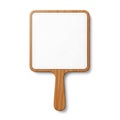 Wooden hand mirror with blank white reflective surface for reflection Royalty Free Stock Photo