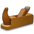 Wooden hand planer or jack-plane isolated on white background. Vector cartoon close-up illustration.