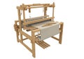 A wooden handloom used for weaving fabric. It features a rectangular frame with Royalty Free Stock Photo
