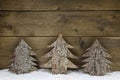 Wooden handmade christmas trees - natural congratulatory card.