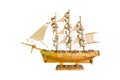 Wooden handmade clipper ship for home decoration isolated Royalty Free Stock Photo
