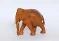 Wooden handmade elephant statue isolated on white Royalty Free Stock Photo