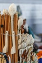 Wooden handmade kitchen supplies sold in the market-rolling pin, wooden spoon, etc