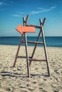 Wooden handmade signpost on the tropic beach