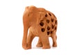 Wooden handmade statuette of elephant a white background