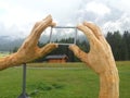 Wooden hands frame in Pana mountains Royalty Free Stock Photo