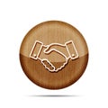 wooden handshake thin line design icon