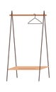 Wooden hanger wardrobe for cloths flat icon