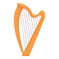 Wooden harp icon, cartoon style