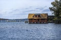 Wooden hause by tle lake in Schwerin in Germany