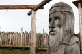 Wooden head of scandinavian god in Viking temple Royalty Free Stock Photo