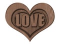 Wooden heart carved in wood