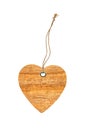 Wooden heart sign valentines day with rope knot isolated Royalty Free Stock Photo