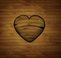 Wooden heart with sprout, valentine symbol,