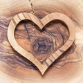 Wooden heart on wooden background Royalty Free Stock Photo