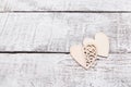 Wooden hearts on gray boards, Royalty Free Stock Photo