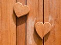 Wooden hearts shaped