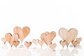 Wooden hearts with white background