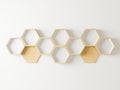 wooden Hexagon shelf copy space for mock up, Japanese style