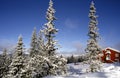 Wooden holiday home in winter