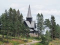 Wooden Holmenkollen chapel near european capital city of Oslo in Norway