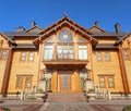 Wooden Honka club house in former private residence of ex-president Yanukovich