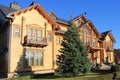 Wooden Honka house in Mezhyhirya, Ukraine