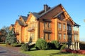 Wooden Honka house in Mezhyhirya, Ukraine