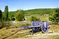 Wooden Horse Cart In A Field Of Lavander At Provence France