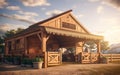 Wooden Horse Stable Equine Stall in Rustic Cabin Setting, AI