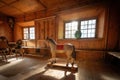 Wooden Horse on Wheels - Traditional Room Interior at Tyrolean Folk Art Museum - Innsbruck, Austria
