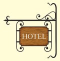 Wooden hotel door sign Royalty Free Stock Photo