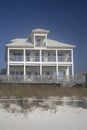 Wooden house with balcony on beach Royalty Free Stock Photo