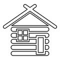 Wooden house Barn with wood Modular log cabins Wood cabin modular homes icon black color vector illustration flat style image Royalty Free Stock Photo