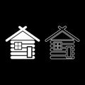 Wooden house Barn with wood Modular log cabins Wood cabin modular homes icon set white color illustration flat style simple image Royalty Free Stock Photo