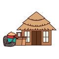 Wooden house on the beach with white background Royalty Free Stock Photo