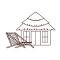 Wooden house on the beach with white background Royalty Free Stock Photo