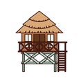 Wooden house on the beach with white background Royalty Free Stock Photo