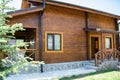 Wooden house. Beautiful house made of wood. Cozy house