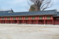 Wooden house with black tiles of Hwaseong Haenggung Palace loocated in Suwon South Korea, the largest one of where the king and Royalty Free Stock Photo