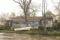 Wooden house and boat in the Delta del Parana, Tigre Buenos Aires Argentina Royalty Free Stock Photo