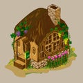 Wooden house with a brick chimney